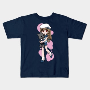 Anime Sailor Girl Hugging Cat Kids T-Shirt